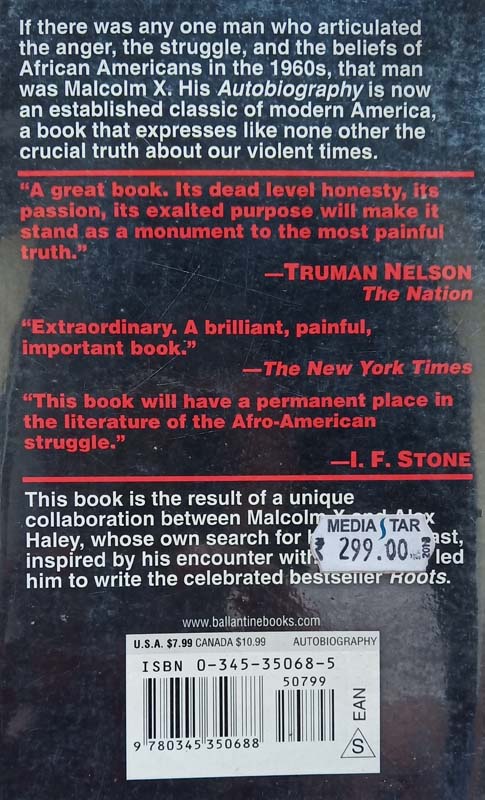 The Autobiography Of Malcolm X (back)