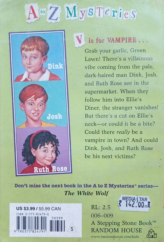 A To Z Mysteries : The Vampire's Vacation (back)