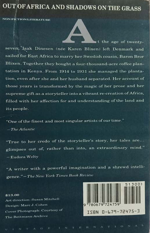 Out Of Africa And Shadows On The Grass (back)