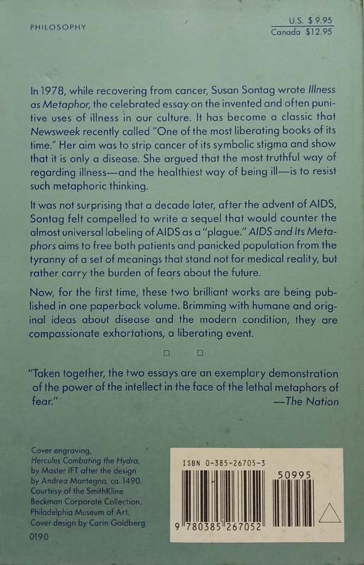 Illness As Metaphor And Aids And Its Metaphors (back)
