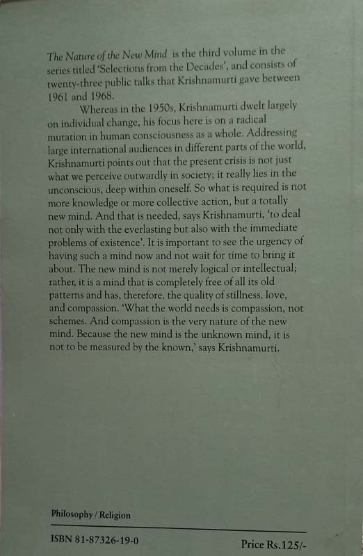 The Nature Of The New Mind (back)
