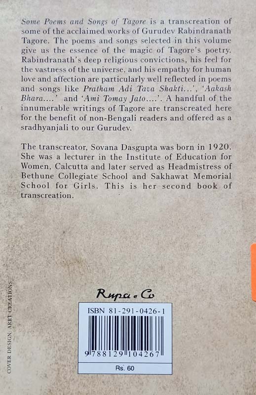Some Poems & Songs Of Tagore (back)