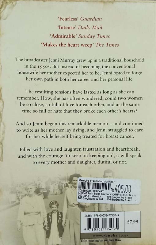 Memoirs Of A Not So Dutiful Daughter (back)