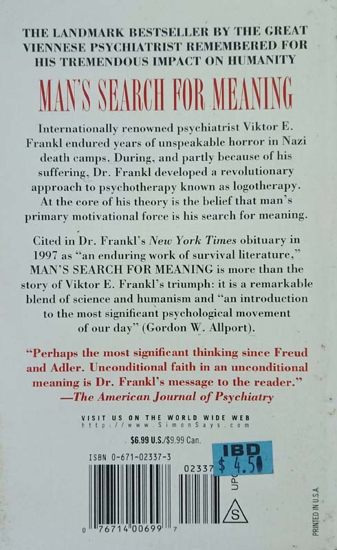 Man's Search For Meaning (back)