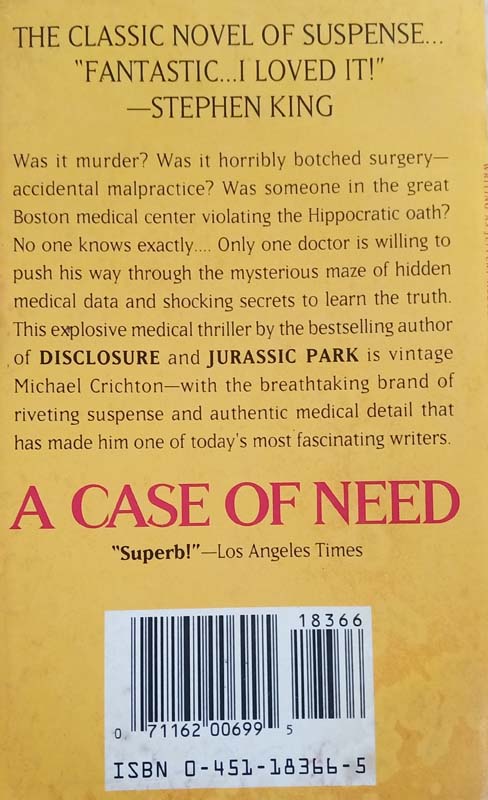 A Case Of Need (back)