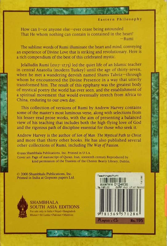 Teaching Of Rumi (back)
