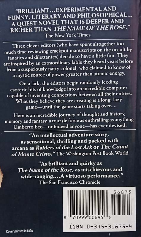Foucault's Pendulum (back)