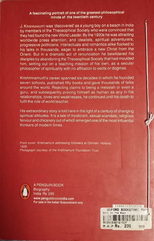 Star In The East : Krishnamurti -The Invention Of A Messiah (back)
