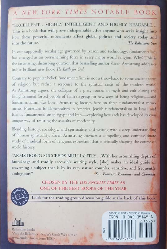 The Battle For God : A History Of fundamentalism (back)