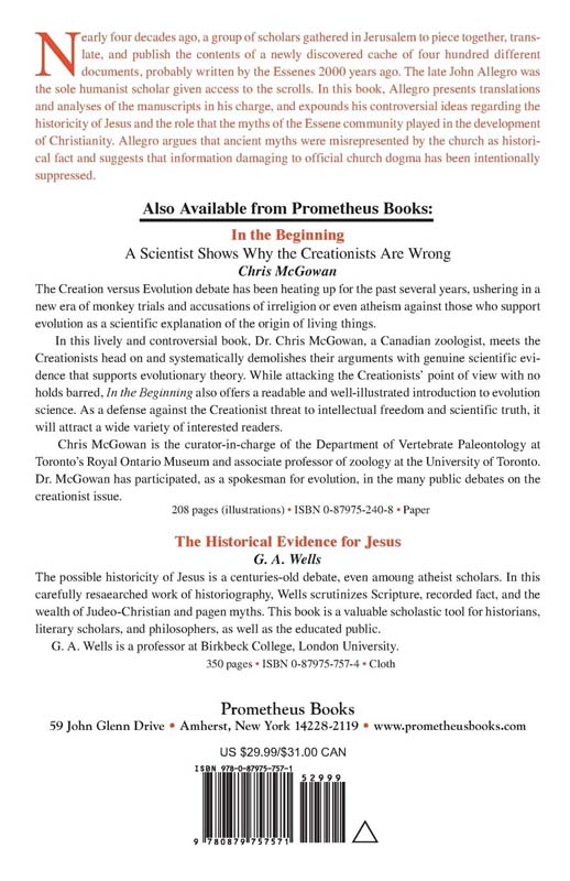 The Dead Sea Scrolis And The Christian Myth (back)