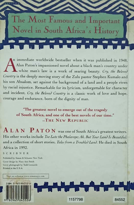 Cry, The Beloved Country (back)