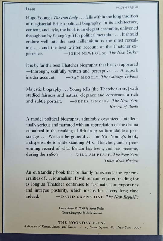 The Iron Lady (A biography Of Margaret Thatcher) (back)