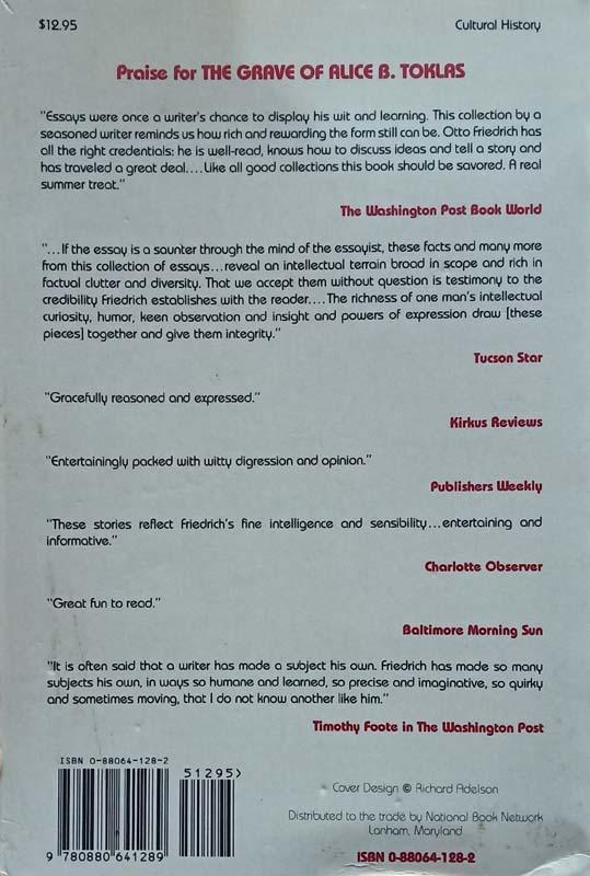 The Grave Of Alice B Toklas & Other Reports From The Past (back)