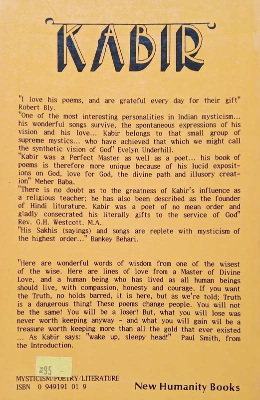 Kabir (Seven Hundred Sayings) (back)
