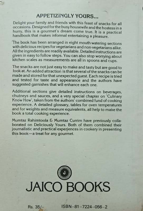 Appetizingly Yours- Snacks For All Occasions (back)