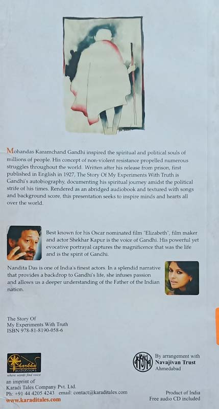 The Story Of My Experiments With Truth : M K Gandhi (back)