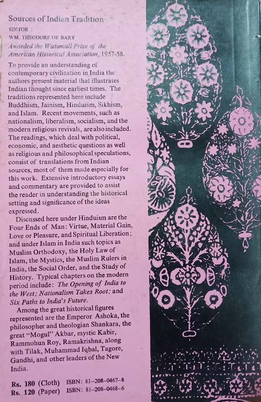 Sources Of Indian Tradition (back)