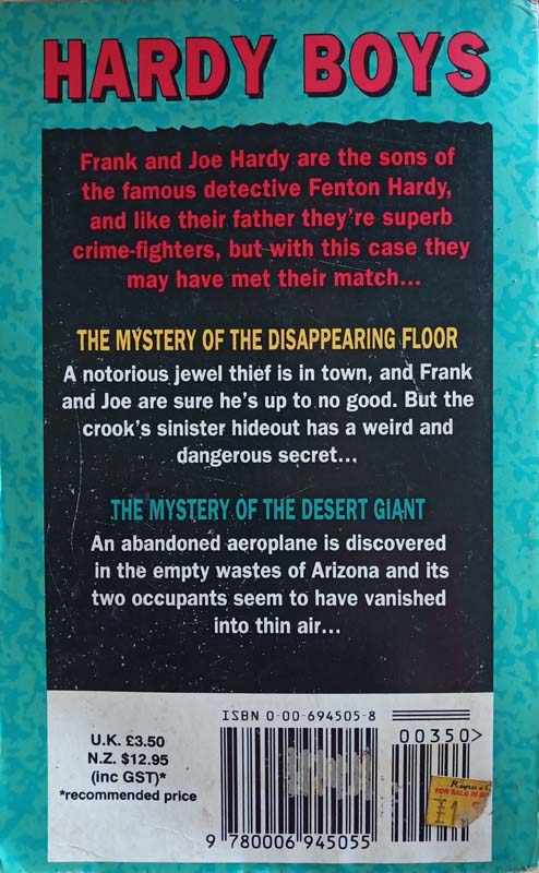 The Hardy Boys : The Mystery Of The Disappearing Floor And The Mystery Of The Desert Giant (back)