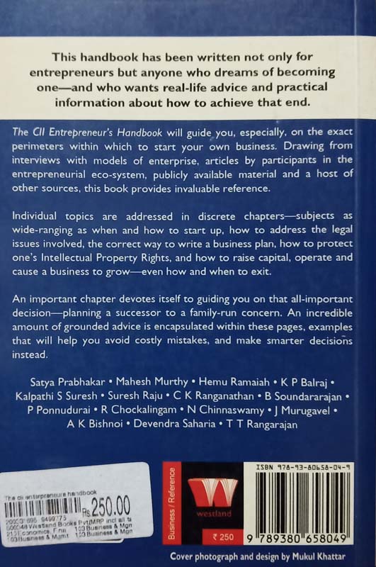 The CII Entrepreneur's Handbook (back)