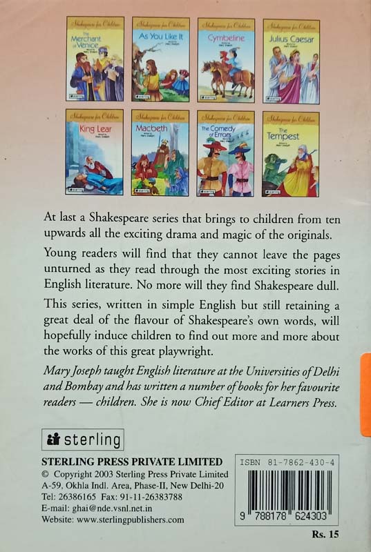 King Lear : Shakespeare For Children (back)
