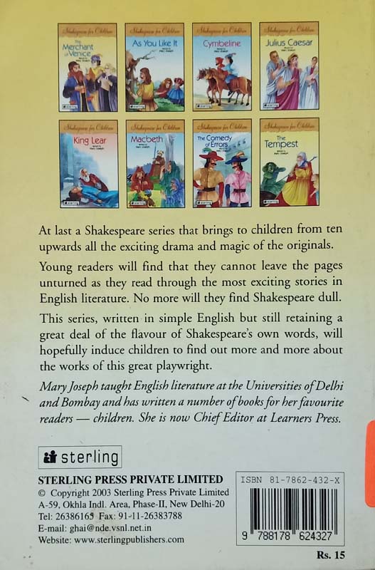 The Merchant Of Venice : Shakespeare For Children (back)