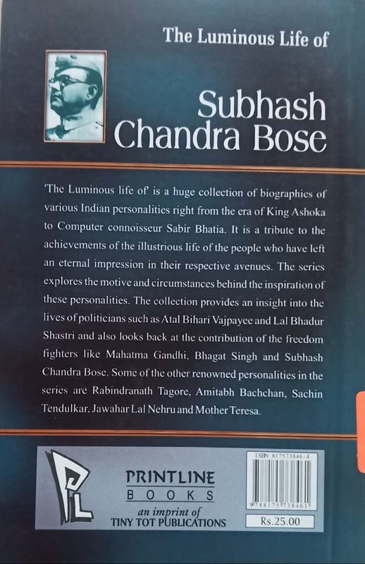 The Luminous Life Of : Subhash Chandra Bose (back)
