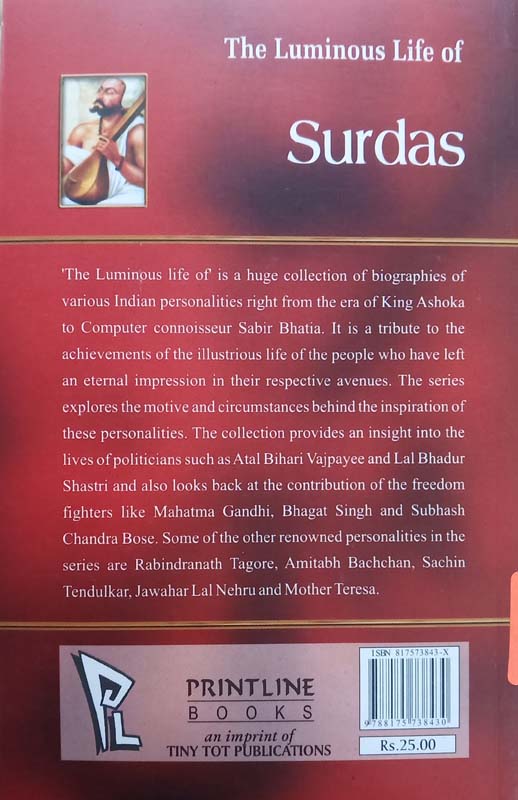 The Luminous Life Of : Surdas (back)