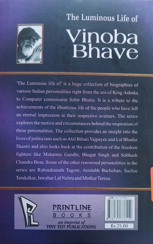 The Luminous Life Of : Vinoba Bhave (back)