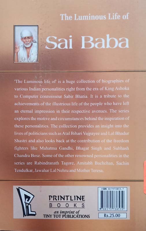 The Luminous Life Of : Sai Baba (back)