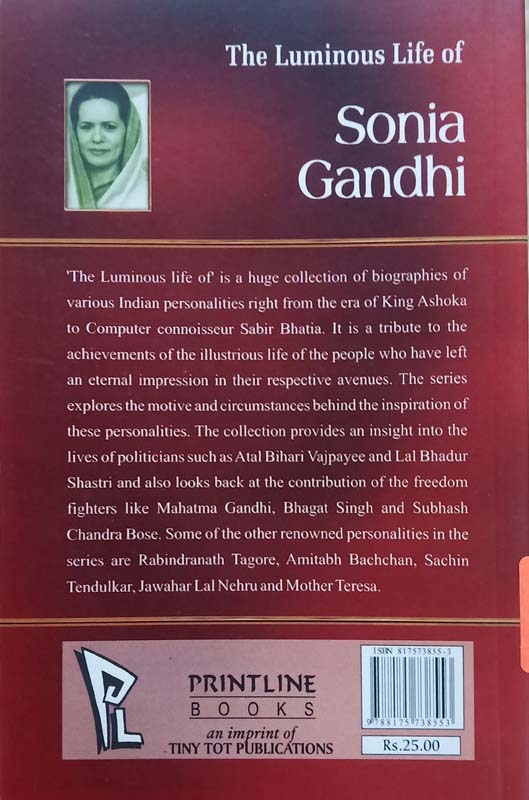 The Luminous Life Of : Soniya Gandhi (back)