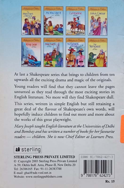 The Comedy Of Errors : Shakespeare For Children (back)