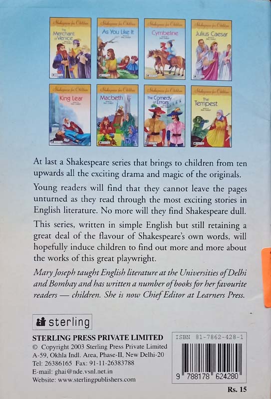 Cymbeline : Shakespeare For Children (back)