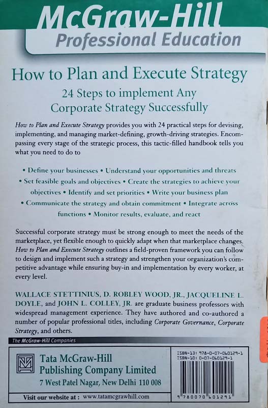 How To Plan And Execute Strategy (back)