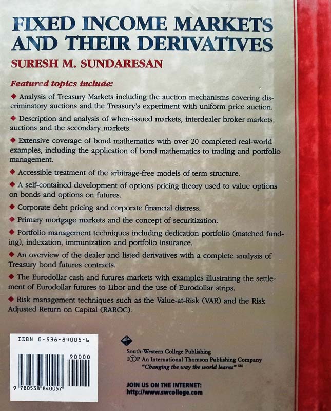 Fixed Income Markets And Their Derivatives (back)