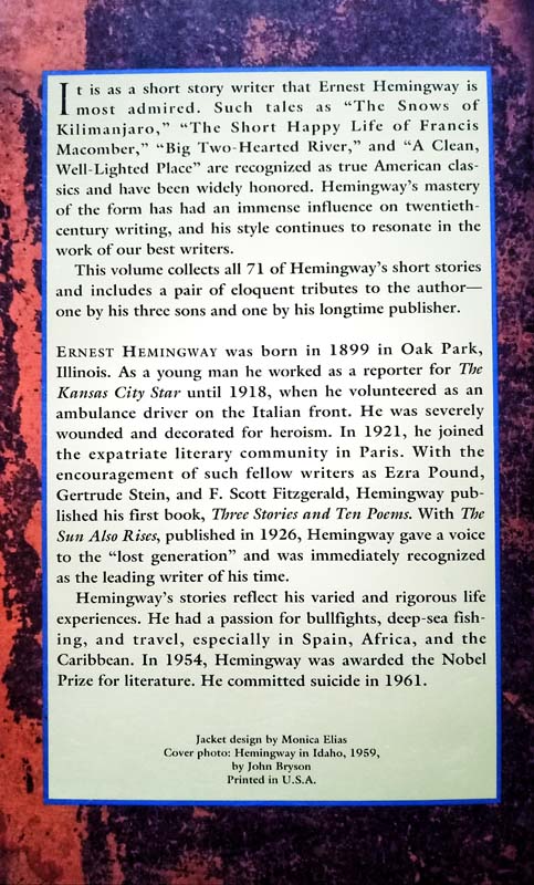 The Complete Short Stories Of Ernest Hemingway (back)